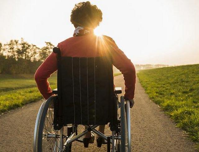Senior woman in wheelchair in the nature